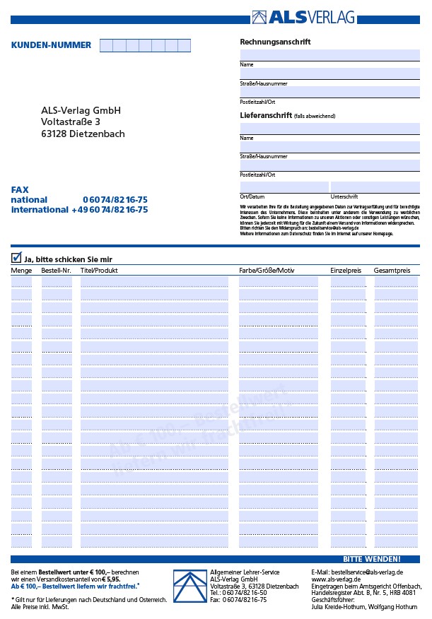 Bestellschein | ALS-Verlag
