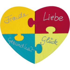 Mini-Holzpuzzle Herz, 6er-Pack     - Bild 00