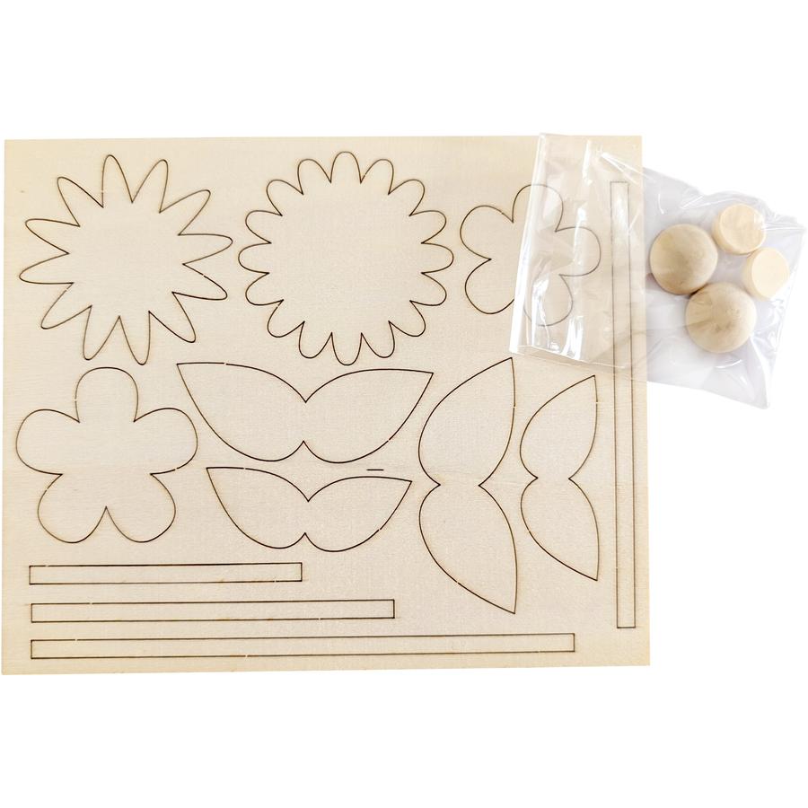 Bastelset  Holzblumen, 4er-Set     - Bild 01