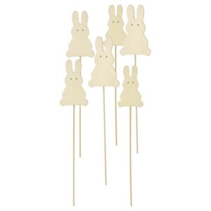 Holzstecker Häschen, 6er-Set     - Bild 00