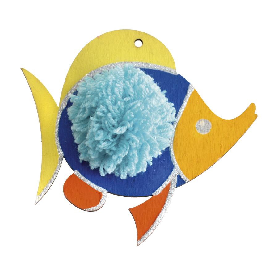 Holzanhänger Pompon-Fische, 35-tlg.     - Bild 01