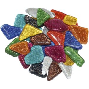 Mosaik-Softglas, polygonale Form, glitter   - Bild 00