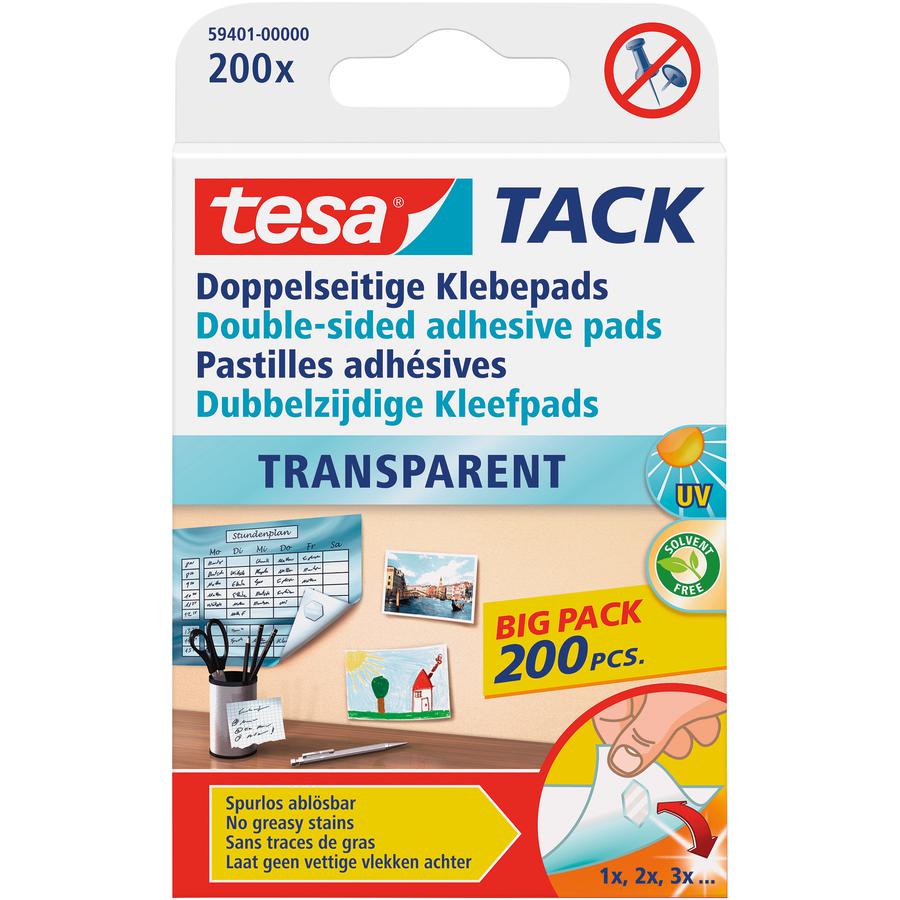 Tesa Tack Doppelseitige Klebepads transparent, 60 Pads